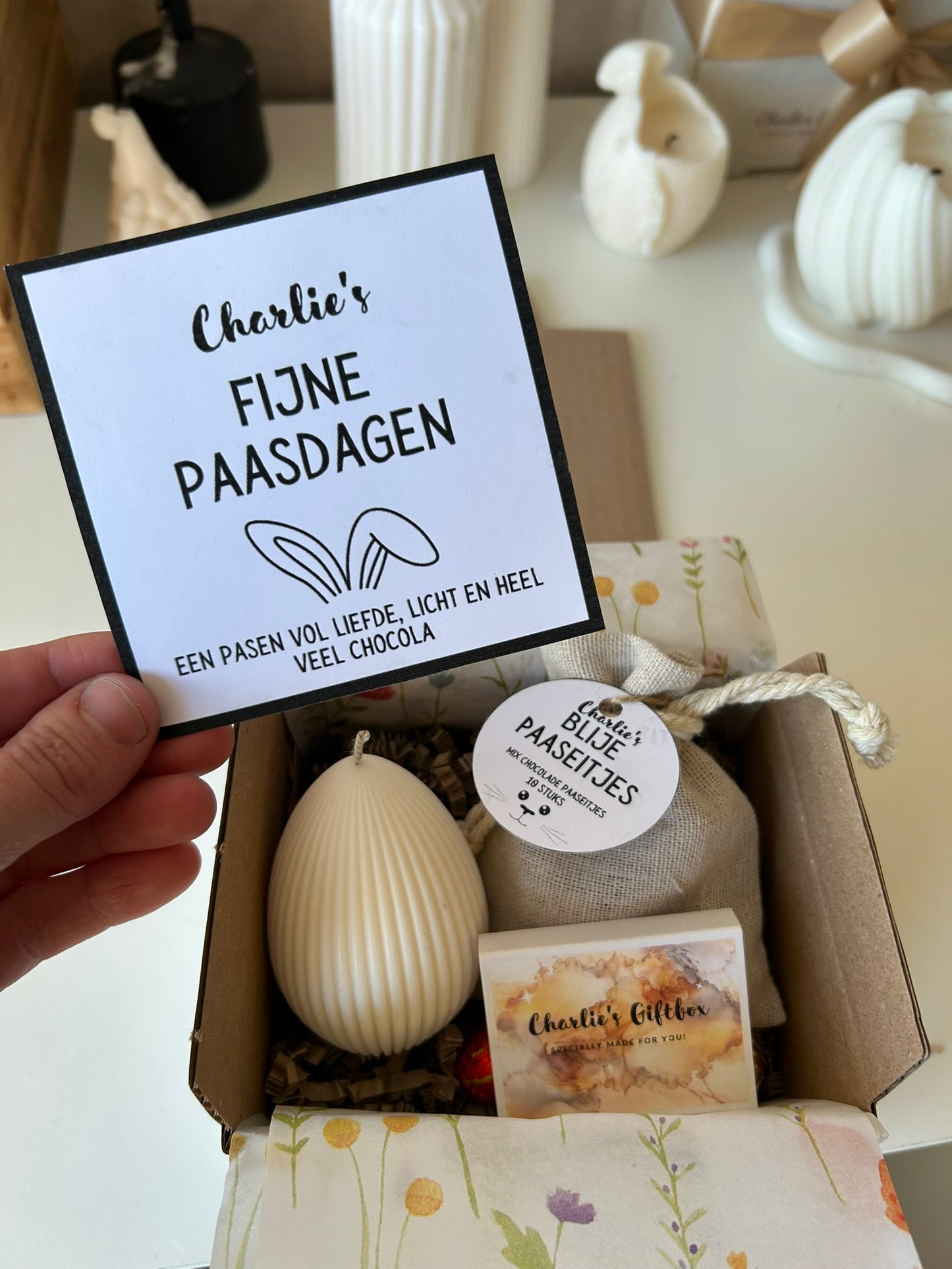 Charlie's Paasbox - Paasei Kaars & Choco Eitjes